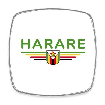 Harare T-Shirt für Simbabwe-Fans - Viereckiger Kühlschrankmagnet - Weiß - Vorne