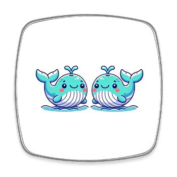 bande dessinée de baleine 2 - Magnet carré - blanc - Devant