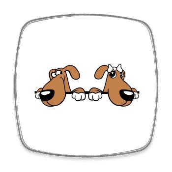2 Hunde Team Zwei Freunde Liebe Pärchen Verliebt - Viereckiger Kühlschrankmagnet - Weiß - Vorne