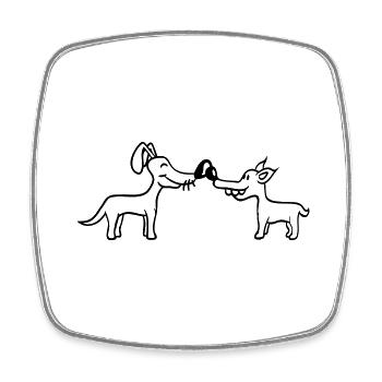 2 Hunde Große Nase Begrüßen Team Zwei Freunde Crew - Viereckiger Kühlschrankmagnet - Weiß - Vorne