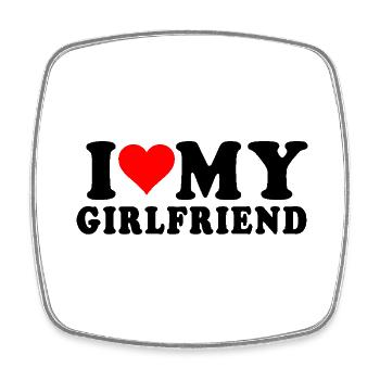 i love my girlfriend - Magnet carré - blanc - Devant