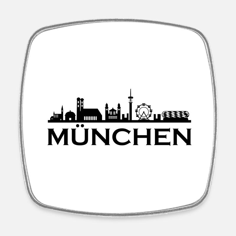 München Skyline - Viereckiger Kühlschrankmagnet - Weiß