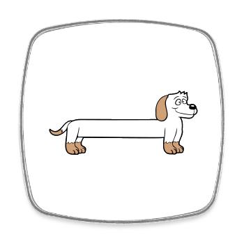 chien long teckel drôle long dessiné cool dessin animé - Magnet carré - blanc - Devant