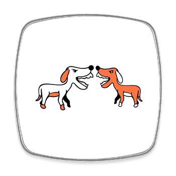 2 dogs bark loudly at Nasty Fight Biting Team - Square fridge magnet - white - Front