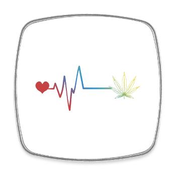Hanf Blatt Puls Herzschlag Cannabis - Viereckiger Kühlschrankmagnet - Weiß - Vorne