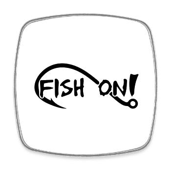 fish on - Square fridge magnet - white - Front