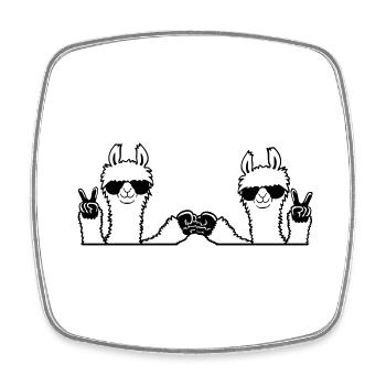 2 Lama Team Freunde Sonnenbrille Peace Fist Pump - Viereckiger Kühlschrankmagnet - Weiß - Vorne