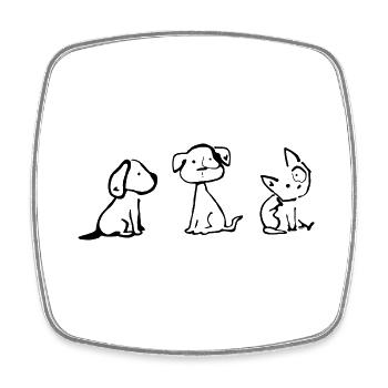 Chiens - Magnet carré - blanc - Devant