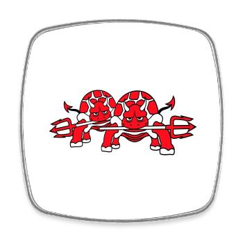 2 Turtle Devil Hell Team Evil Demon Friends - Square fridge magnet - white - Front