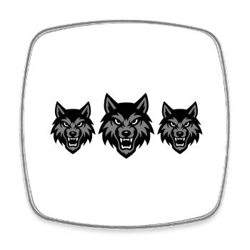 Wolf Kopf Gruppe Rudel - Viereckiger Kühlschrankmagnet - Weiß - Vorne