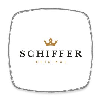Schiffer Original Familienlogo - Viereckiger Kühlschrankmagnet - Weiß - Vorne