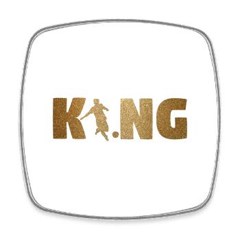 KING Soccer! Soccer! Ball! Present! - Square fridge magnet - white - Front