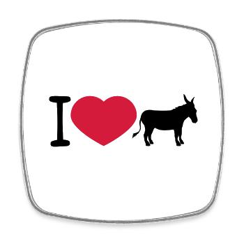 j'aime l'amour coeur âne cheval poney petit packelsel l - Magnet carré - blanc - Devant