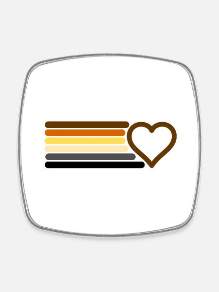 Stripes Bear Heart - Viereckiger Kühlschrankmagnet - Weiß
