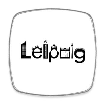 Leipzig Skyline with Landmarks - Square fridge magnet - white - Front