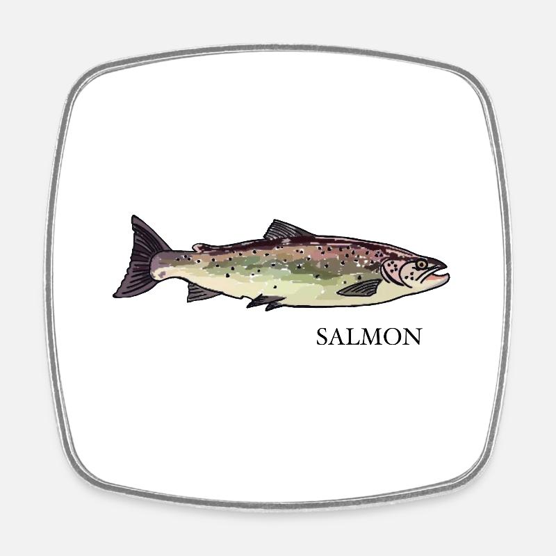Salmon/ Salmon - Square fridge magnet - white