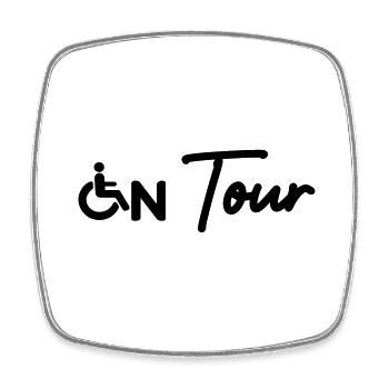 On Tour Rollstuhl Behindert - Viereckiger Kühlschrankmagnet - Weiß - Vorne