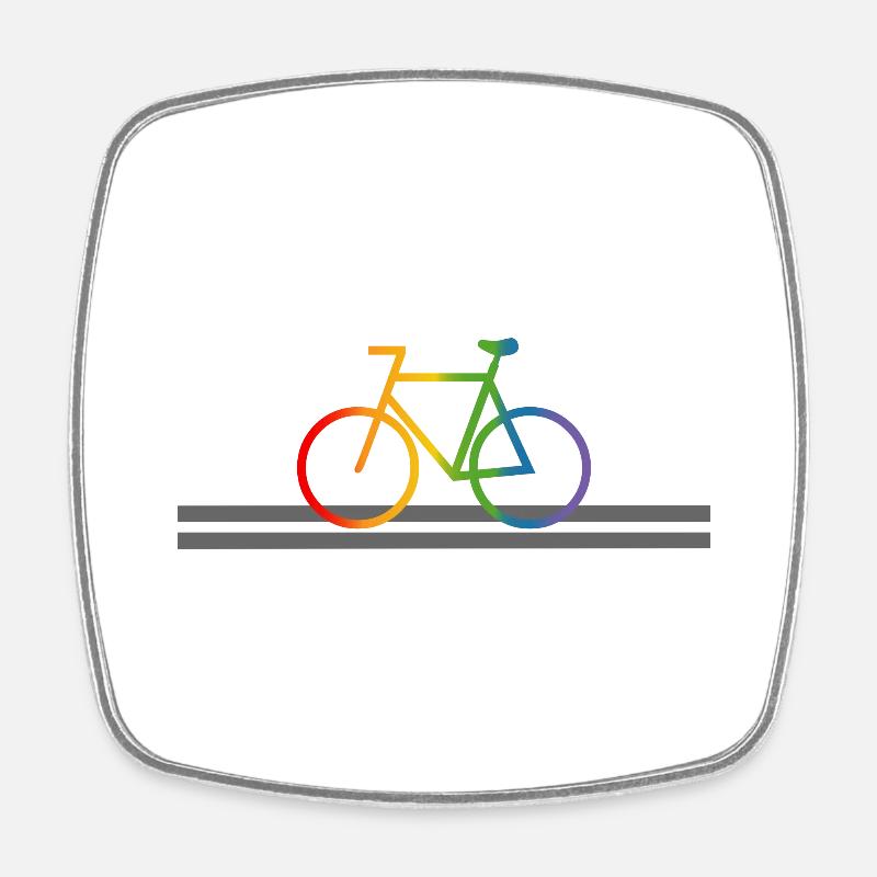 Street Rainbow Bicycle - Square fridge magnet - white