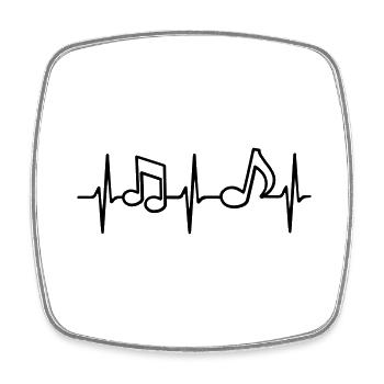Heartbeat Music Note Musical Notes ECG - Square fridge magnet - white - Front