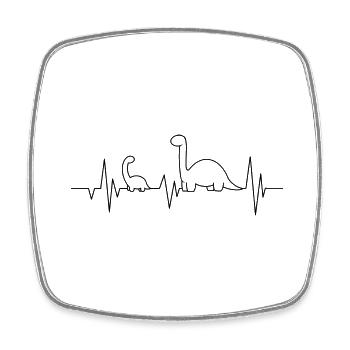 Heartbeat - Dinosaurs - Dino-Love - Square fridge magnet - white - Front