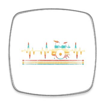 Evolution to drummer, I like notes and music - Square fridge magnet - white - Front