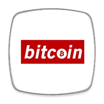 bitcoin - Bitcoin Logo Rot - Viereckiger Kühlschrankmagnet - Weiß - Vorne