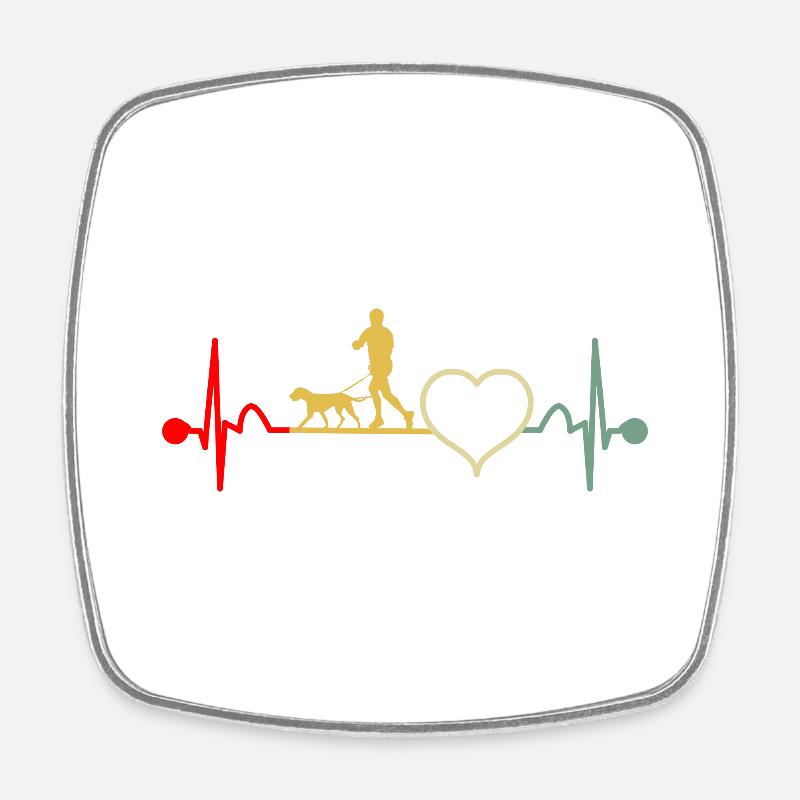 Course de Canicross avec Dog Heartbeat Retro - Magnet carré - blanc