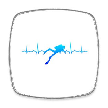 Heartbeat Diver Diving Scuba Dive Diving - Square fridge magnet - white - Front