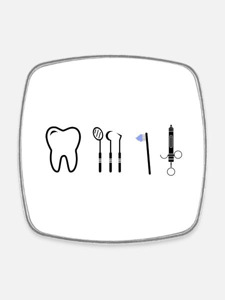 dentiste Hygiéniste dentaire cadeau - Fyrkantig kylskåpsmagnet - vit