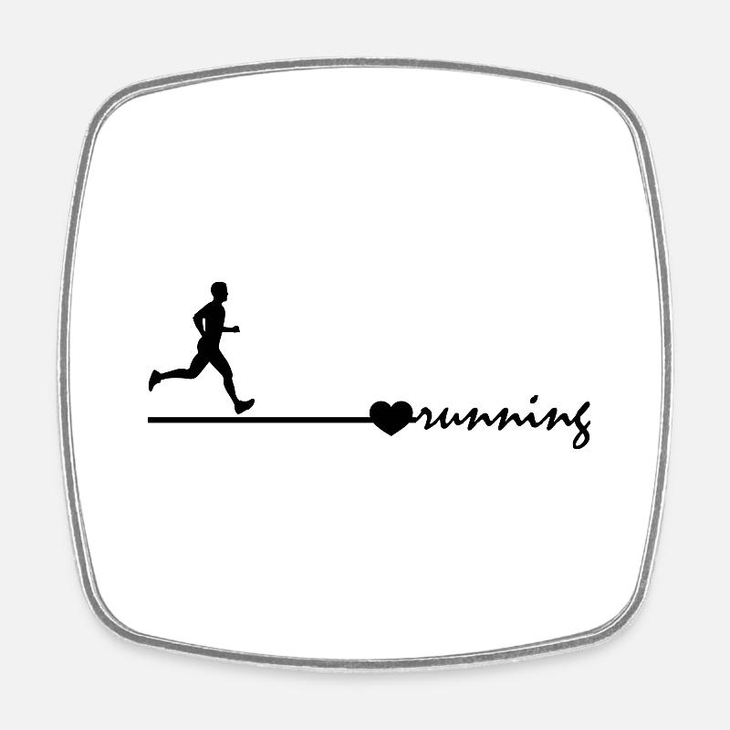 Marathon Running Run jogging - Magnet carré - blanc