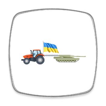 Ukrainian farmer steals Kiev tractor tank - Square fridge magnet - white - Front