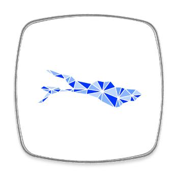 Bodensee | Polygonal | Blau - Viereckiger Kühlschrankmagnet - Weiß - Vorne