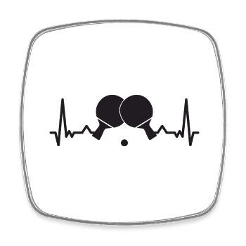 Heartbeat Tennis de table ECG Ping Pong - Magnet carré - blanc - Devant