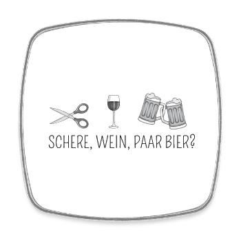 Schere, Wein, paar Bier - Party Saufen Team - Viereckiger Kühlschrankmagnet - Weiß - Vorne