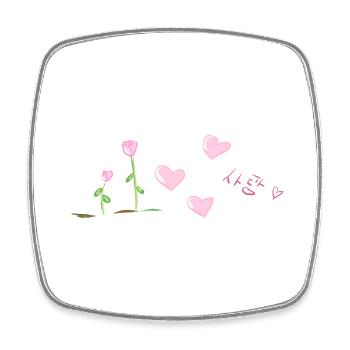 liebe text koreanisch herzen blumen - Viereckiger Kühlschrankmagnet - Weiß - Vorne