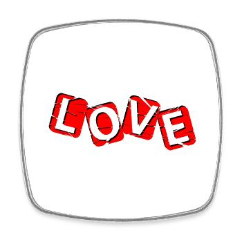 LOVE - rot und schwarz - Viereckiger Kühlschrankmagnet - Weiß - Vorne