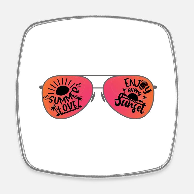 Sunglasses Summer Sunset - Square fridge magnet - white