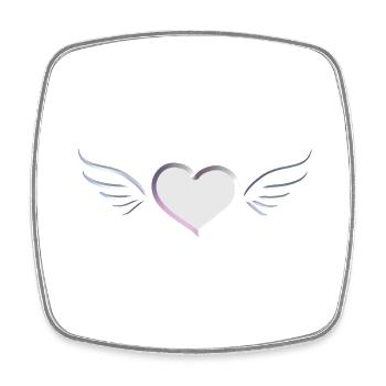 silver angel heart symbol - Square fridge magnet - white - Front