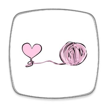 Symbole du cœur laine ligne rose amour - Magnet carré - blanc - Devant