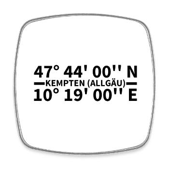 Kempten (Allgäu) Koordinaten - Viereckiger Kühlschrankmagnet - Weiß - Vorne