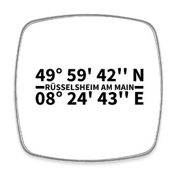 Rüsselsheim am Main Koordinaten - Viereckiger Kühlschrankmagnet - Weiß - Vorne
