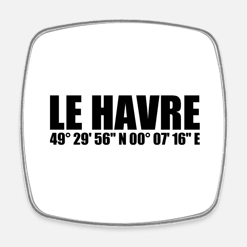 Coordonnées du Havre - Magnet carré - blanc