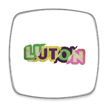 Luton England UK City Font Punk Retro - Square fridge magnet - white - Front