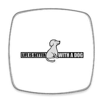 mieux avec un chien - Magnet carré - blanc - Devant