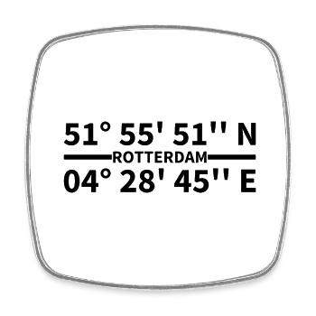 Rotterdam Koordinaten - Viereckiger Kühlschrankmagnet - Weiß - Vorne