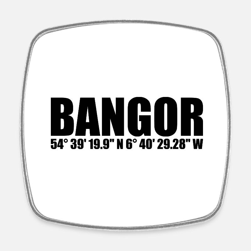 Bangor coordinates - Square fridge magnet - white