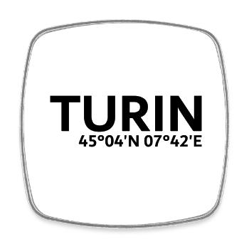 Turin Koordinaten - Viereckiger Kühlschrankmagnet - Weiß - Vorne