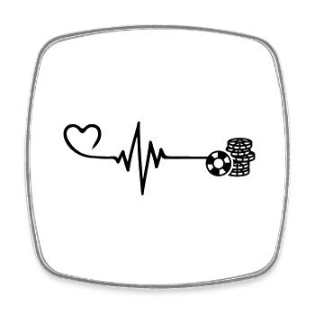 Poker chip Puls Herz Liebe - Viereckiger Kühlschrankmagnet - Weiß - Vorne