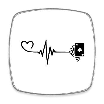 Card Poker Pulse Heart Love - Square fridge magnet - white - Front