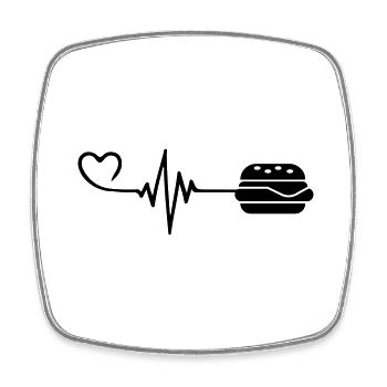 Burger Puls Herz Liebe - Viereckiger Kühlschrankmagnet - Weiß - Vorne